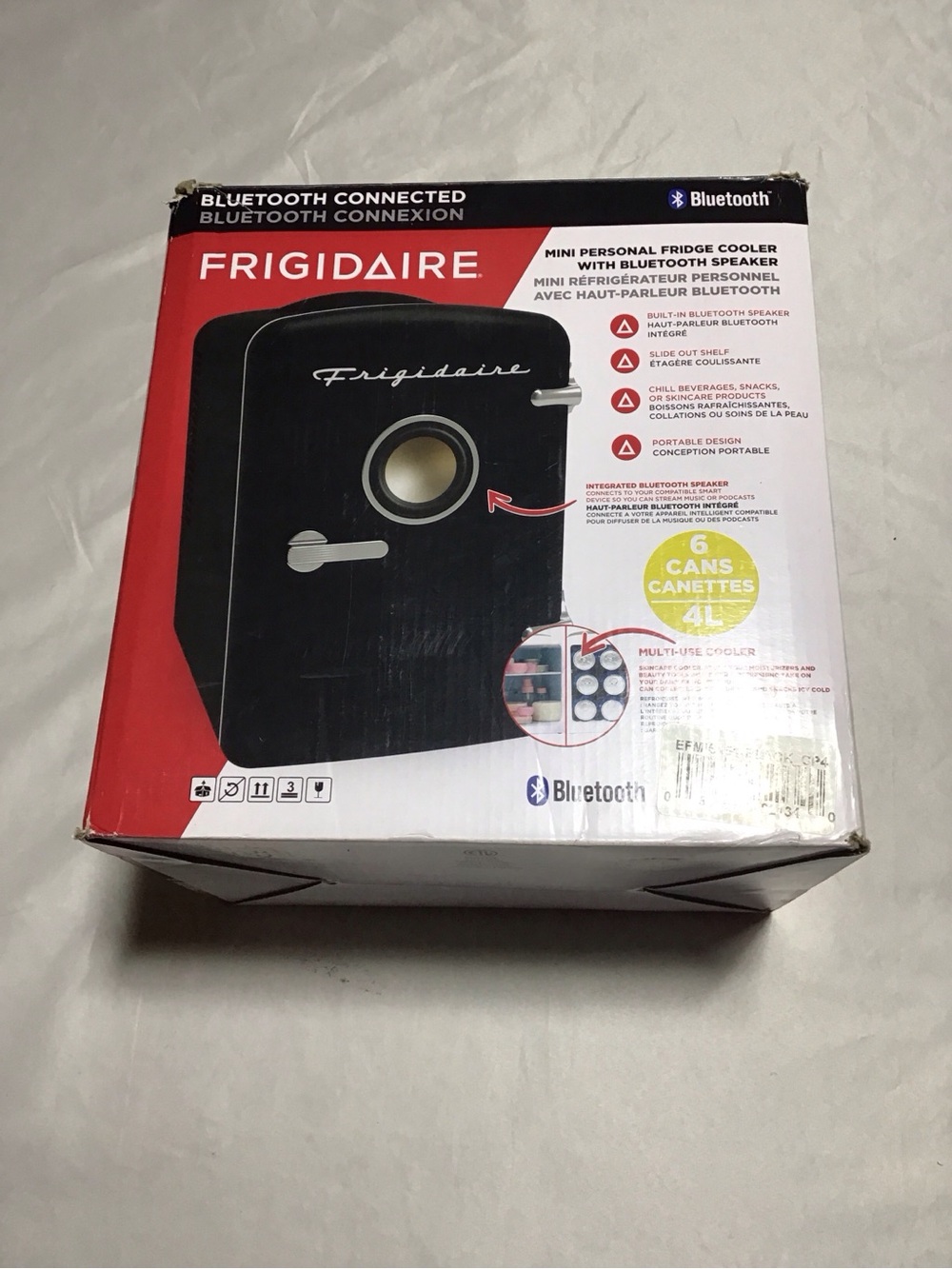 Frigidaire 6 Can Retro Mini Portable Personal Fridge/Cooler for Home, Office